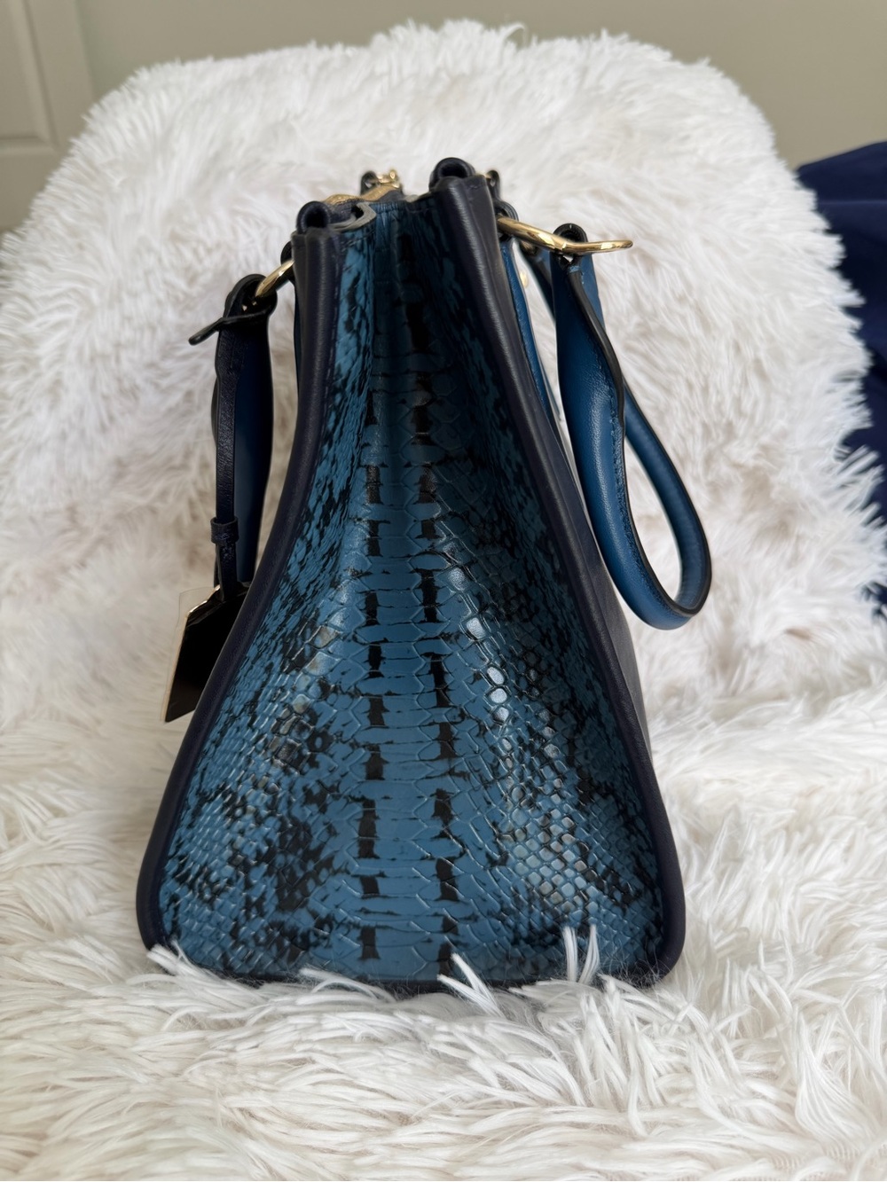 NWOT Coach Crosby Carryall Navy Blue Colorblock Leather Crossbody Satchel Tote - Picture 5 of 13
